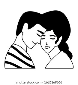 couple of people in love, man and woman embracing each other affectionately vector illustration design