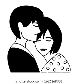couple of people in love, man and woman embracing each other affectionately vector illustration design