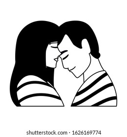 couple of people in love, man and woman embracing each other affectionately vector illustration design