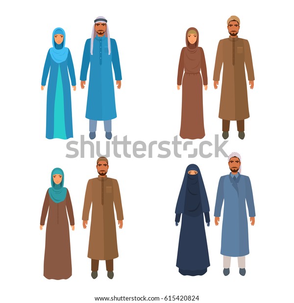 Couple People Middle East National Religious Stock Vector (Royalty Free ...