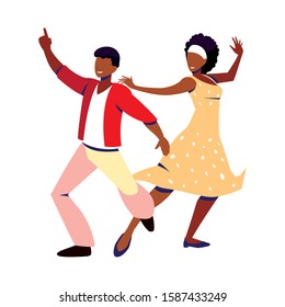 couple of people in pose of dancing on white background vector illustration design