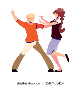 couple of people in pose of dancing on white background vector illustration design