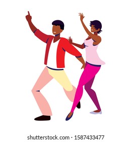 couple of people in pose of dancing on white background vector illustration design