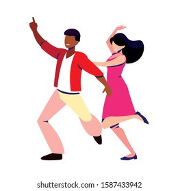 couple of people in pose of dancing on white background vector illustration design