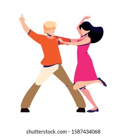 couple of people in pose of dancing on white background vector illustration design