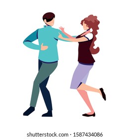 couple of people in pose of dancing on white background vector illustration design