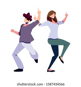 couple of people in pose of dancing on white background vector illustration design
