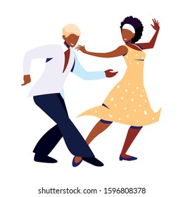 couple of people in pose of dancing on white background vector illustration design