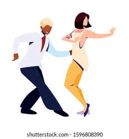 couple of people in pose of dancing on white background vector illustration design