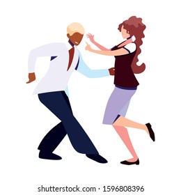 couple of people in pose of dancing on white background vector illustration design