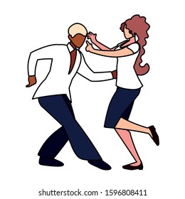 couple of people in pose of dancing on white background vector illustration design