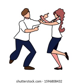 couple of people in pose of dancing on white background vector illustration design