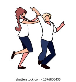 couple of people in pose of dancing on white background vector illustration design