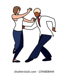 couple of people in pose of dancing on white background vector illustration design