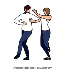 couple of people in pose of dancing on white background vector illustration design