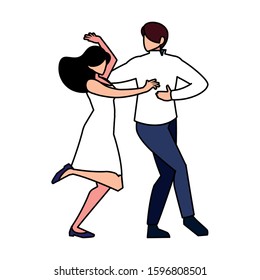 couple of people in pose of dancing on white background vector illustration design