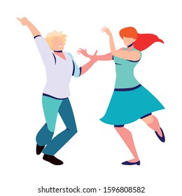 couple of people in pose of dancing on white background vector illustration design