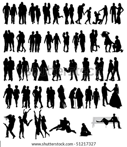 Couple people silhouettes