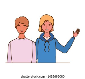couple of people smiling on white background