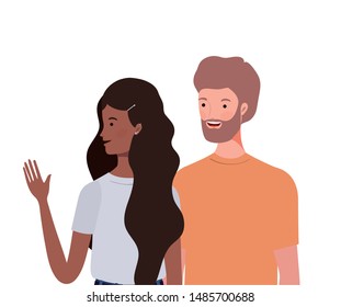 couple of people smiling on white background