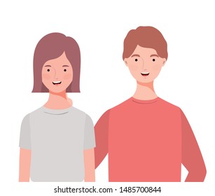 couple of people smiling on white background