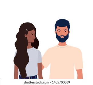 couple of people smiling on white background