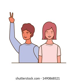 couple of people smiling on white background