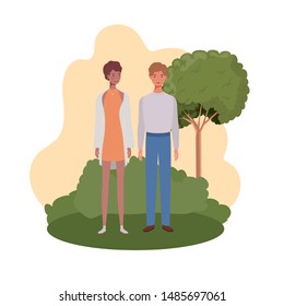 couple of people standing with landscape background