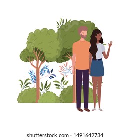 couple of people standing with landscape background