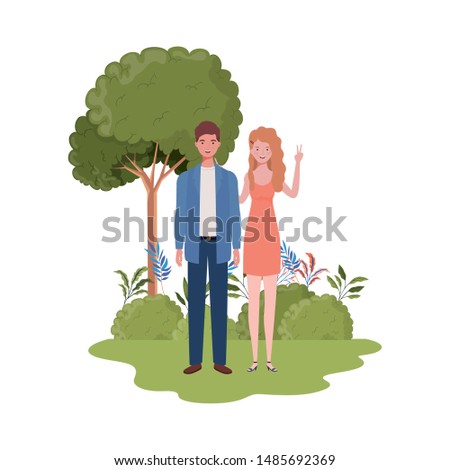 couple of people standing with landscape background