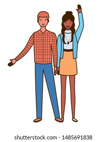 couple of people standing on white background