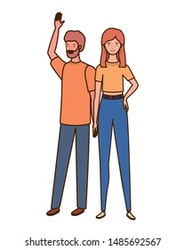 couple of people standing on white background