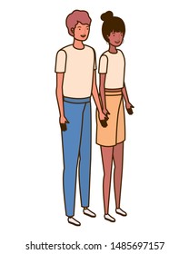 couple of people standing on white background