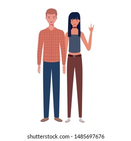 couple of people standing on white background