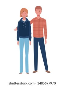 couple of people standing on white background
