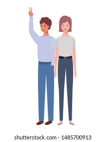 couple of people standing on white background