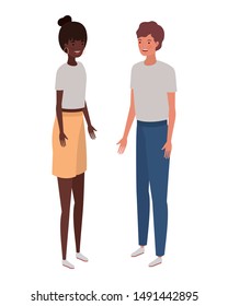 couple of people standing on white background