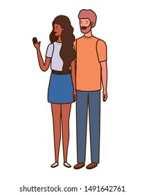 couple of people standing on white background