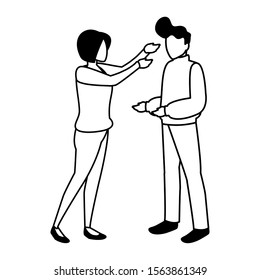 couple of people standing on white background vector illustration design