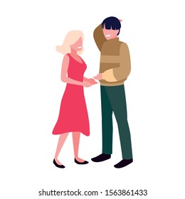 couple of people standing on white background vector illustration design