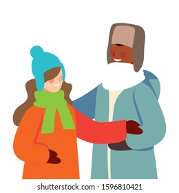 couple of people with winter clothes on white background vector illustration design