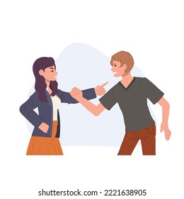 Couple people yell ,angry husband wife fight aggressive, man woman yelling. Argument. vector illustrataion