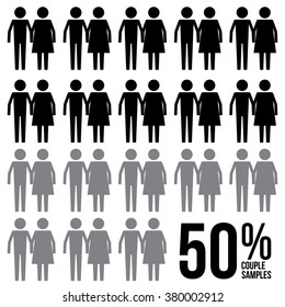 Couple Percentage Survey Results Sign Symbol Pictogram
