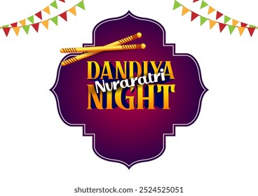 Couple performing dandiya and dancing garba sale and promotion advertisement background in vector