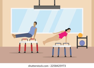 Couple performs an artistic gymnastic moves 2d vector illustration concept for banner, website, illustration, landing page, flyer, etc