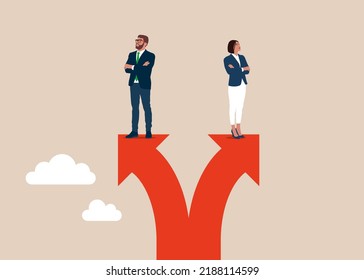 The couple person has different opinions. Conflict of opinion, divorce.