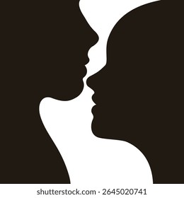 couple of person profile silhouettes turn to each other
