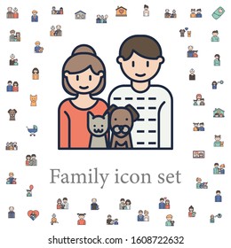 Couple With Pets Icon. Family Icons Universal Set For Web And Mobile