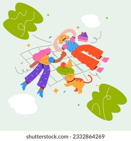 couple picnic in the park illustration