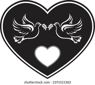 Couple Pigeon Bird In Love Shape